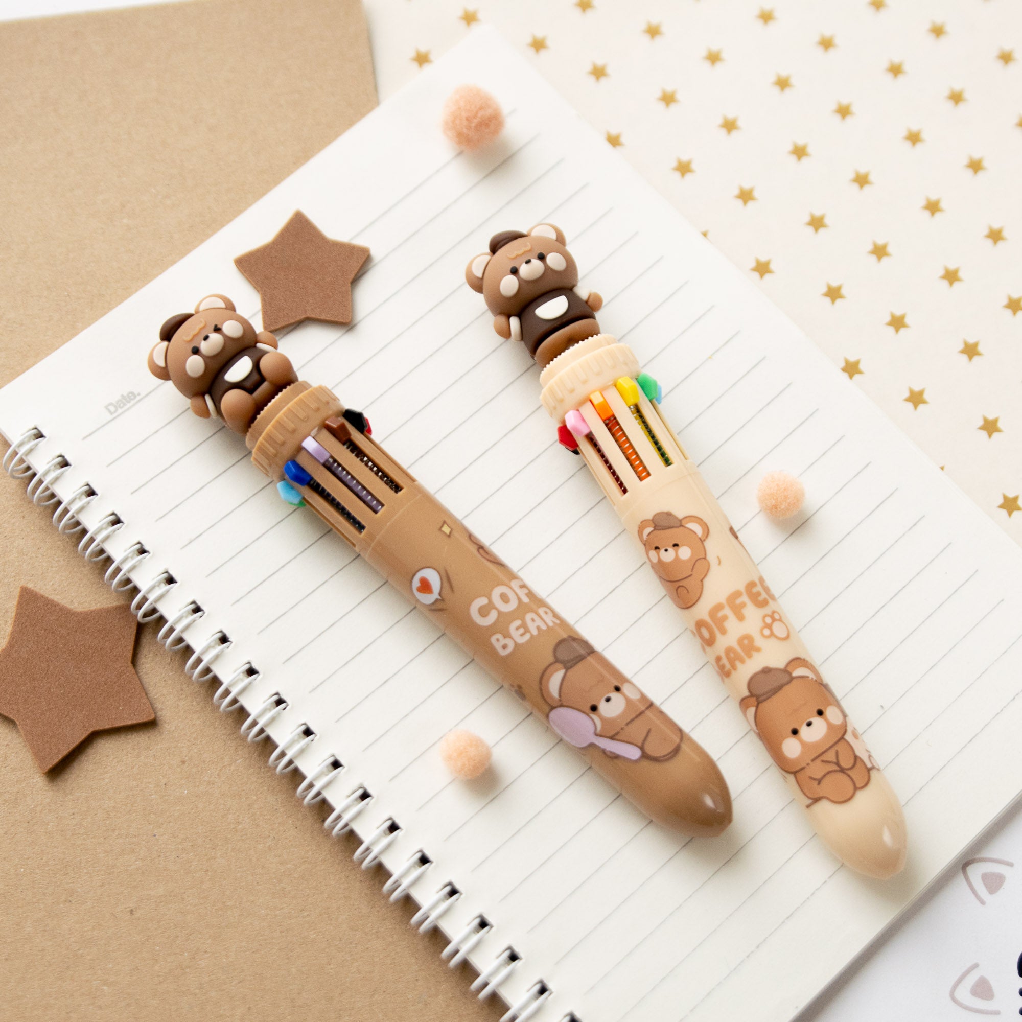 Stylo Kawaii 10 couleurs - Ourson Café
