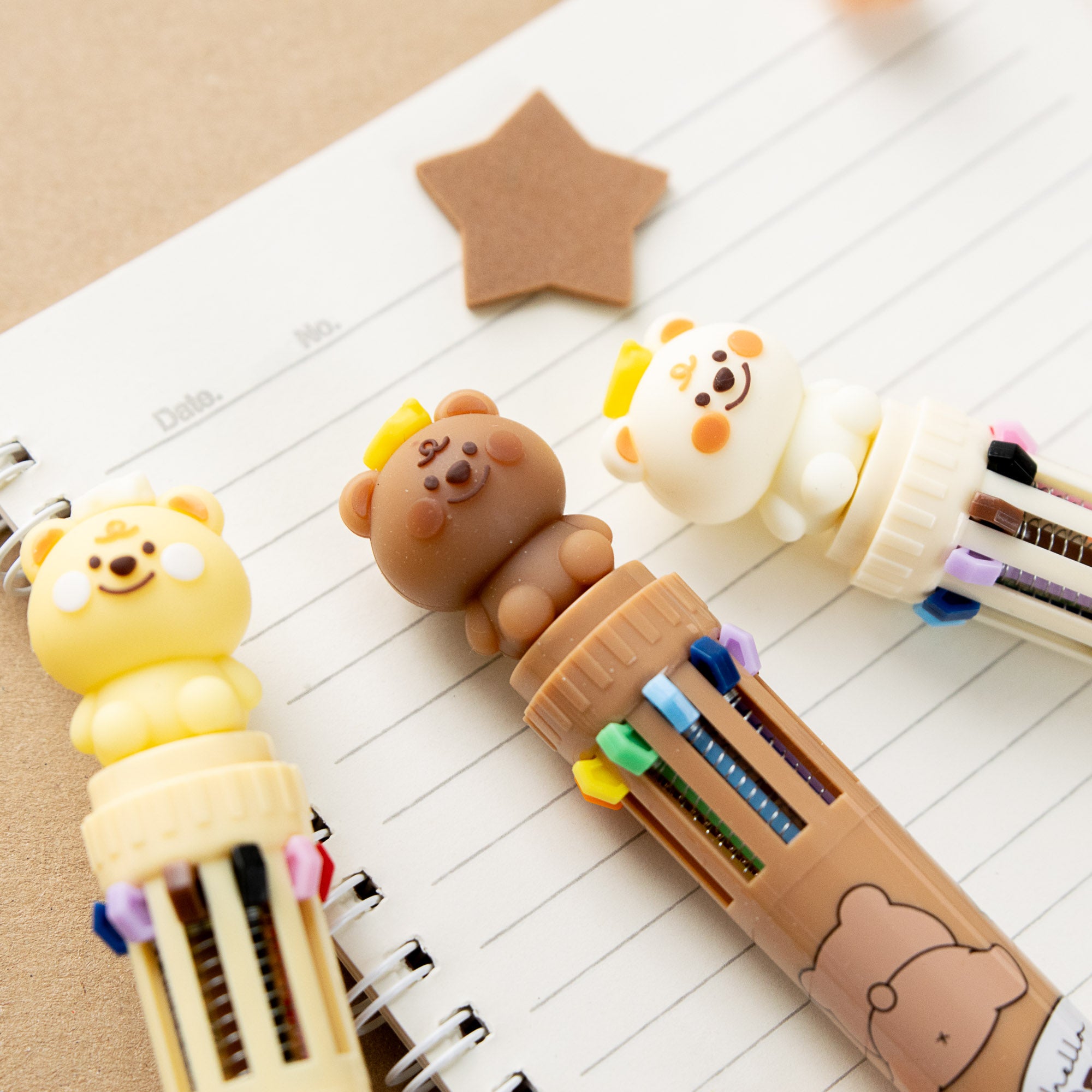 Stylo Kawaii 10 couleurs - Ourson & Fromage