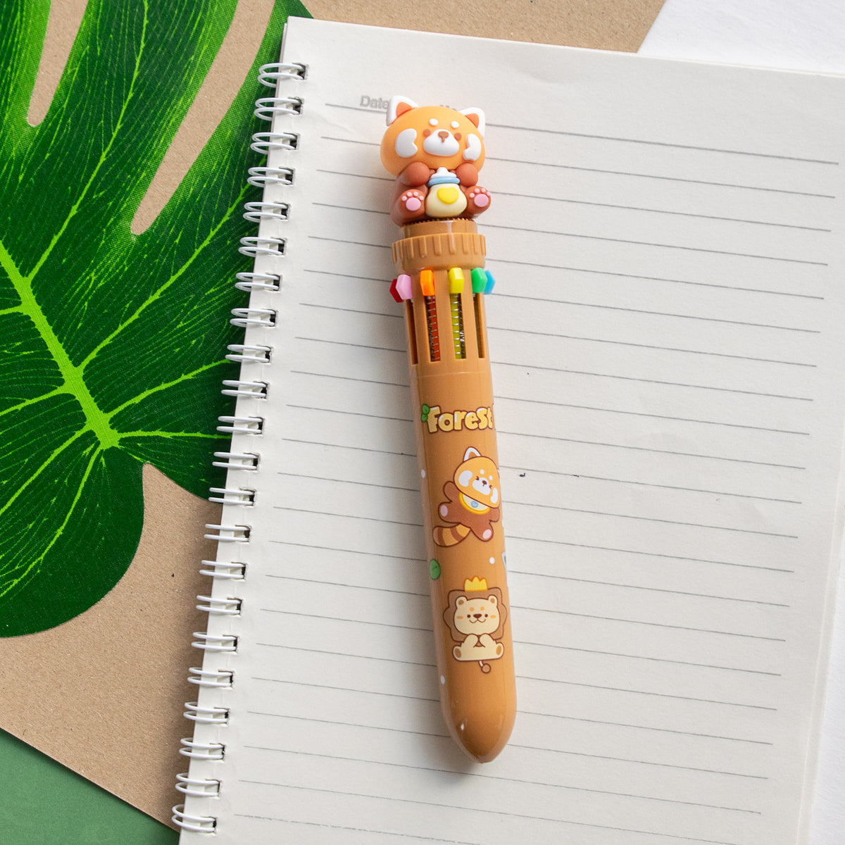 Stylo Kawaii 10 couleurs - Panda Roux