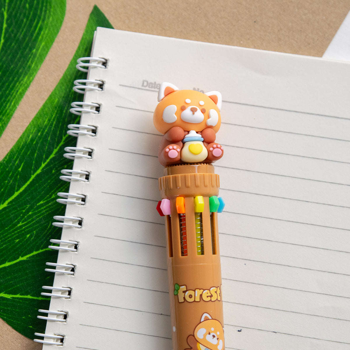 Stylo Kawaii 10 couleurs - Panda Roux