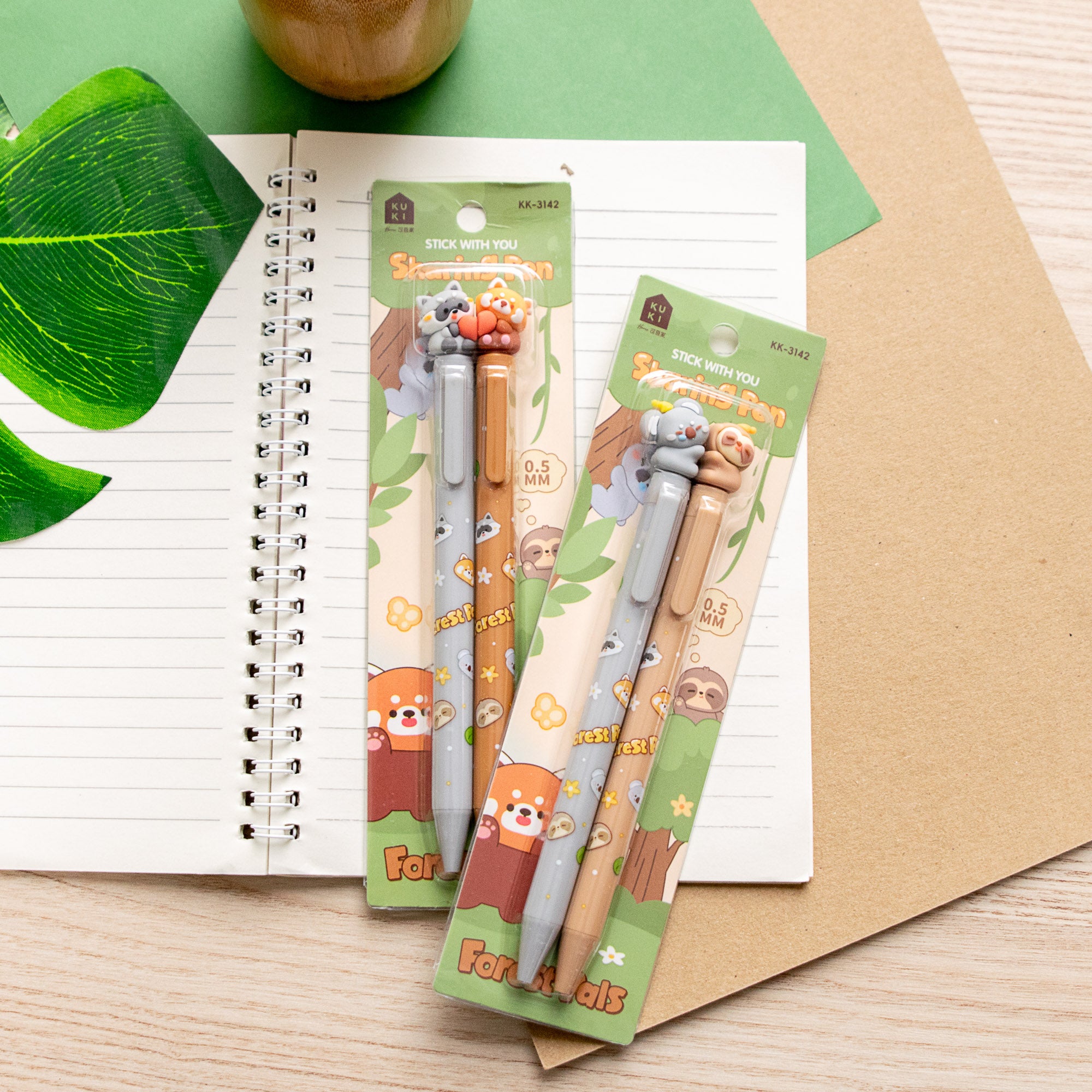 Stylo Gel Kawaii BFF - Animaux de la forêt