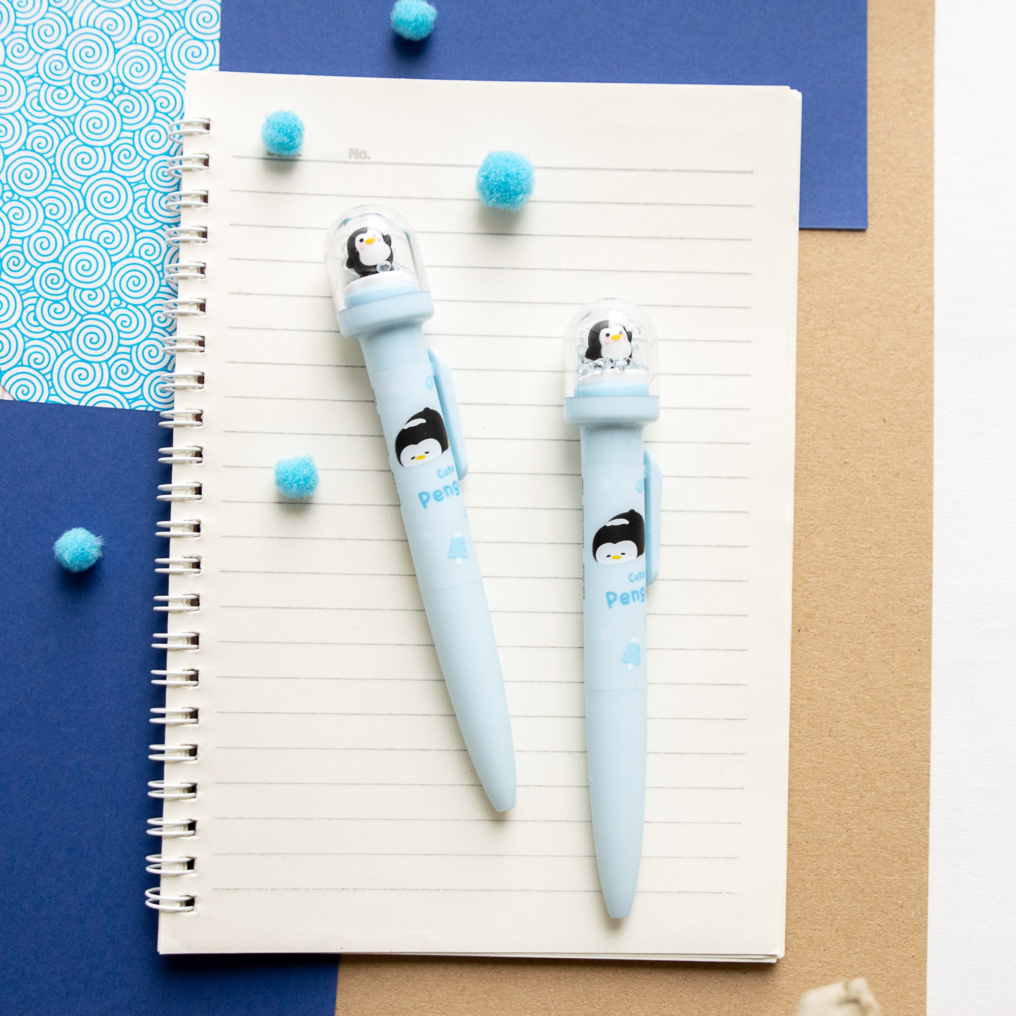 Stylo Kawaii Boule à neige – Pingouin