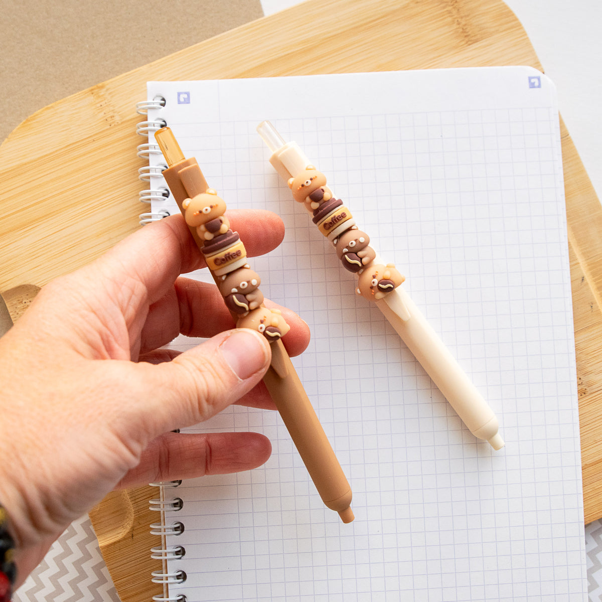 Stylo Kawaii - Mini Figurines Interchangeables Ourson & Café