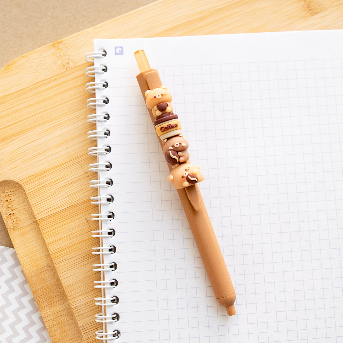 Stylo Kawaii - Mini Figurines Interchangeables Ourson & Café
