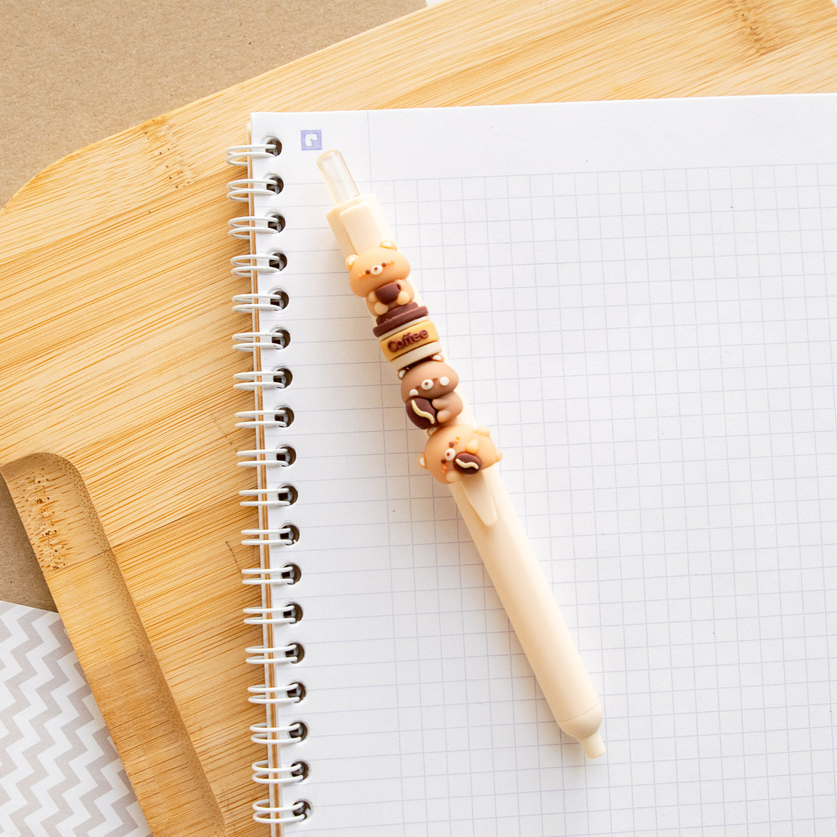 Stylo Kawaii - Mini Figurines Interchangeables Ourson & Café