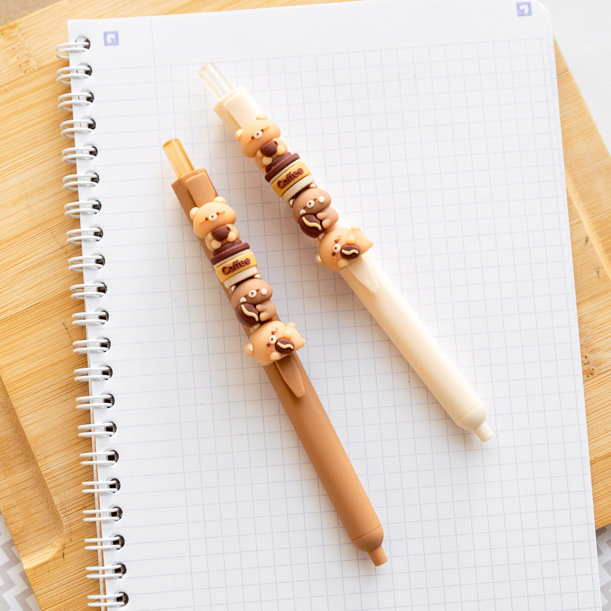 Stylo Kawaii - Mini Figurines Interchangeables Ourson & Café