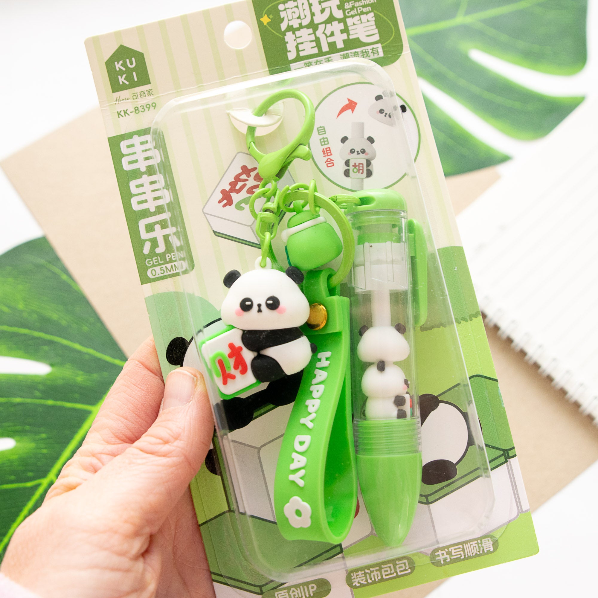 Stylo Porte-clés Kawaii Panda Mahjong