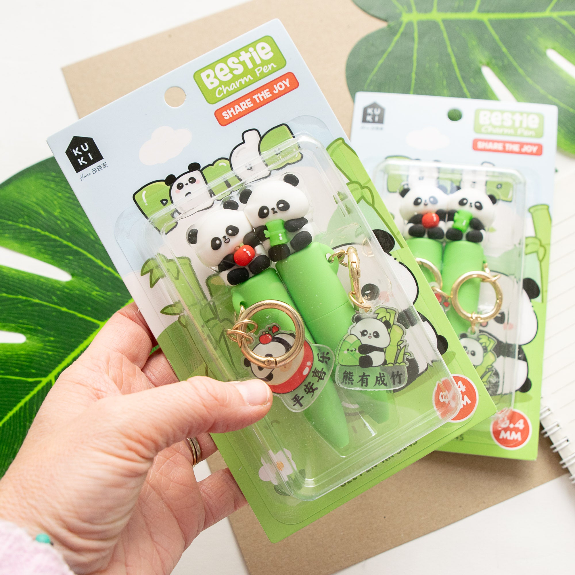Duo Stylos Porte-clés Kawaii Panda BFF