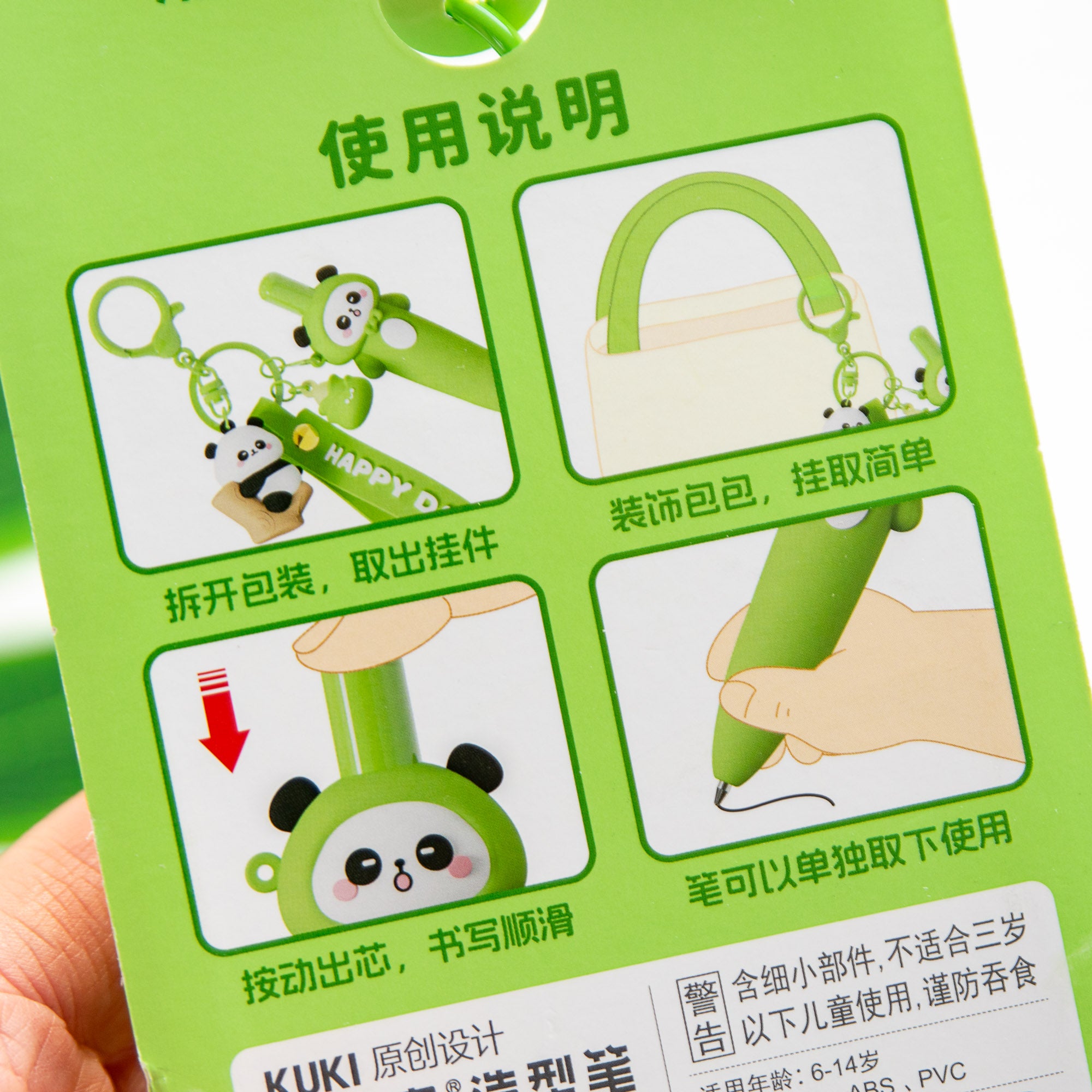 Stylo Porte-clés Kawaii Panda sur sa Branche