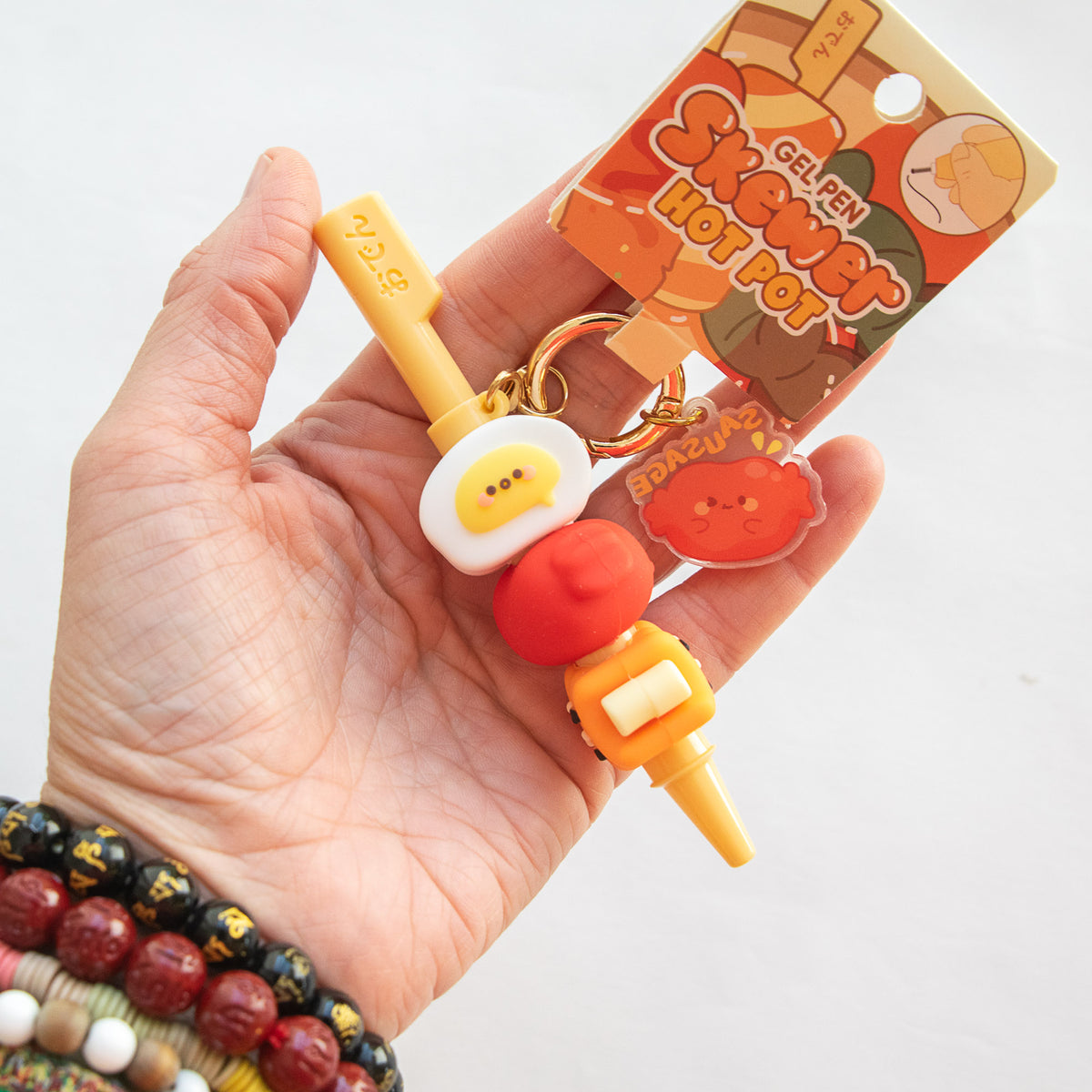 Stylo Porte-clés Kawaii Brochette Saucisse - Hot Pot