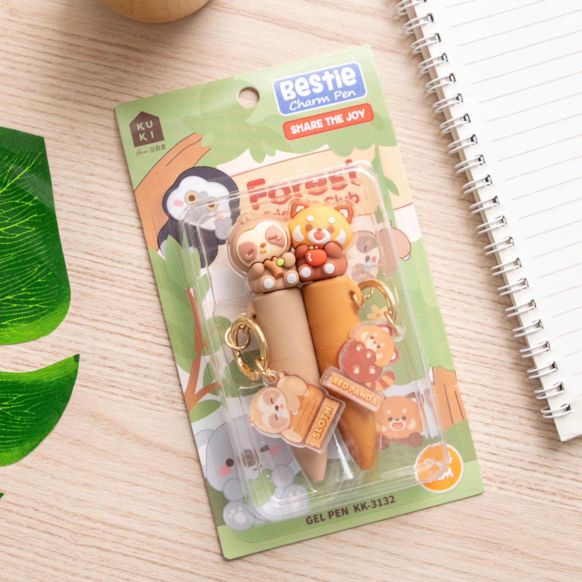 Duo Stylos Porte-clés Kawaii Panda Roux/Paresseux