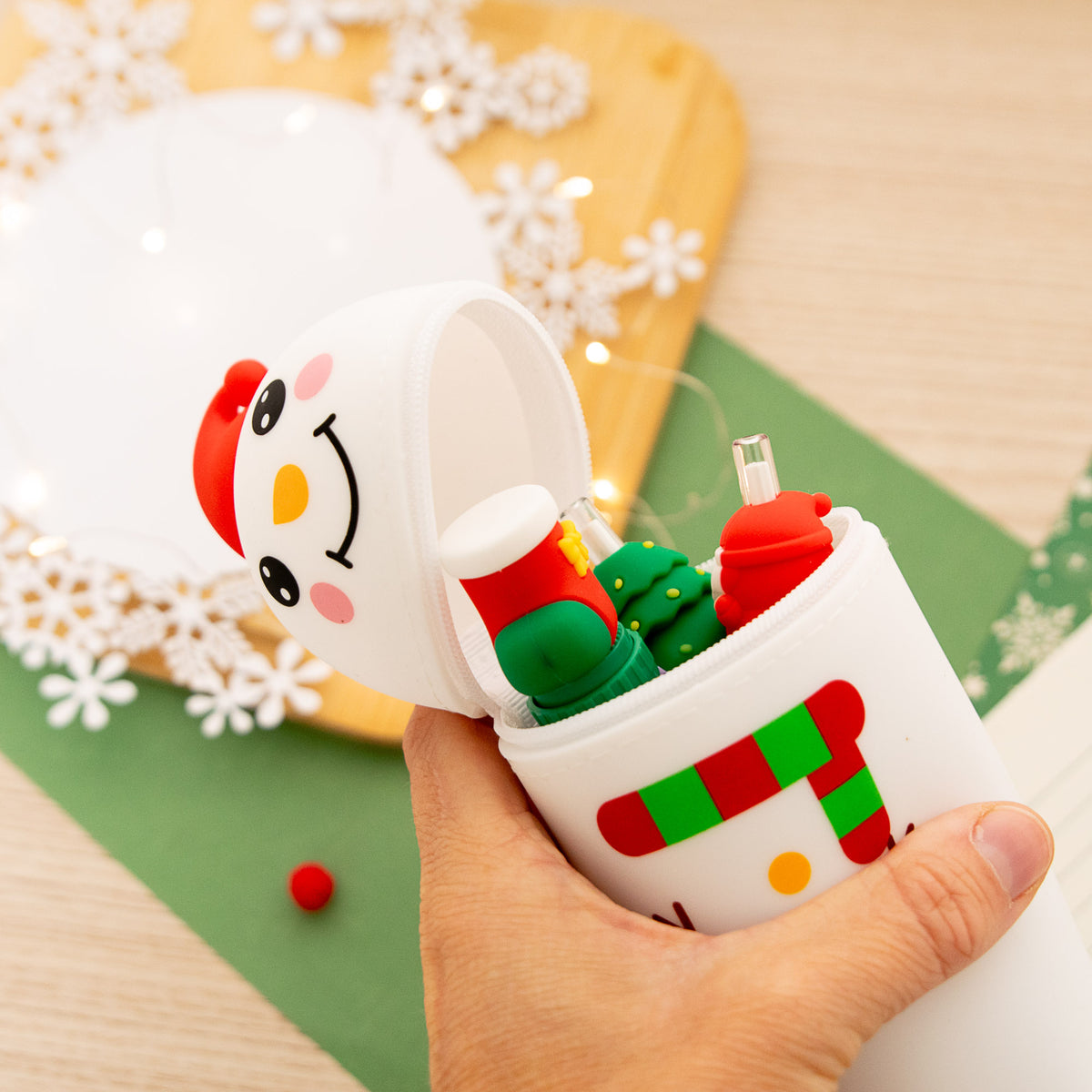 Trousse Verticale en Silicone - Bonhomme de Neige