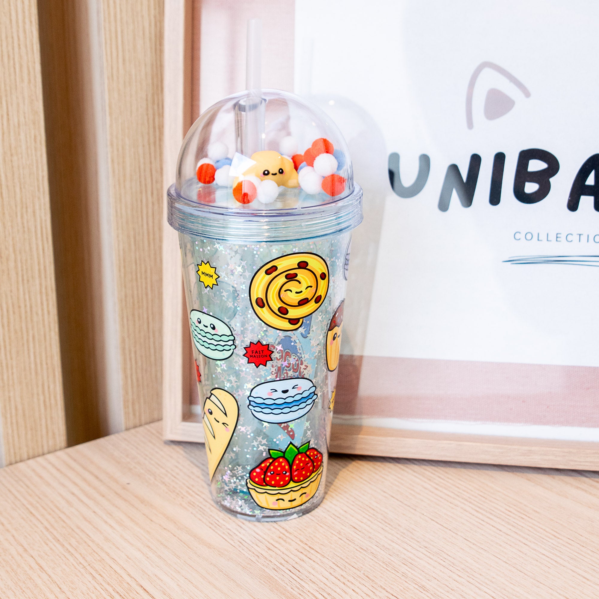 Gobelet Incassable avec Paille - Viennoiserie- 500 ml