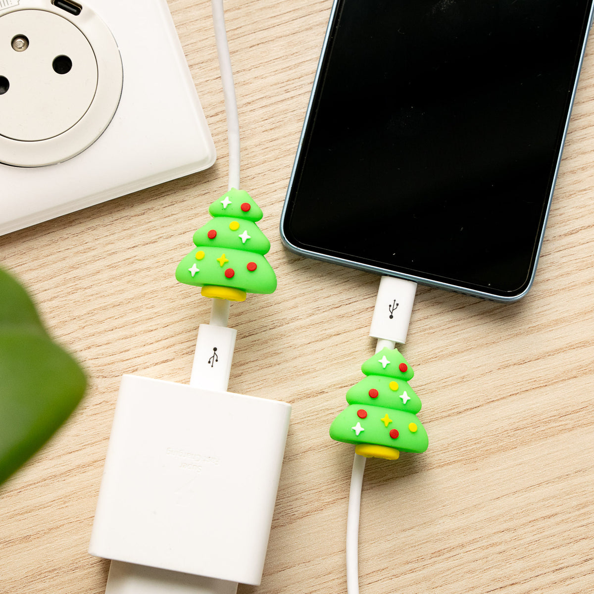 Protège-câble Kawaii USB Sapin de Noël